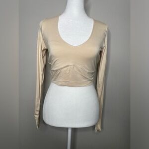 Naked Wardrobe Vneck Long-Sleeve Crop Sz M